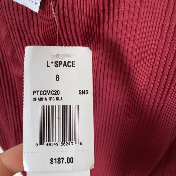 NWT L*SPACE Pointelle Rib Cha Cha One Piece Swimsuit Size 8 Burgundy - Picture 7 of 12